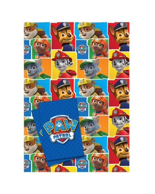 Paw Patrol Wrapping Paper - 2 Sheets (50cm x 70cm) with Tags