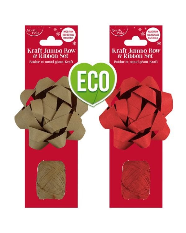 Kraft Bow and Raffia Cop - 2 Assorted Designs