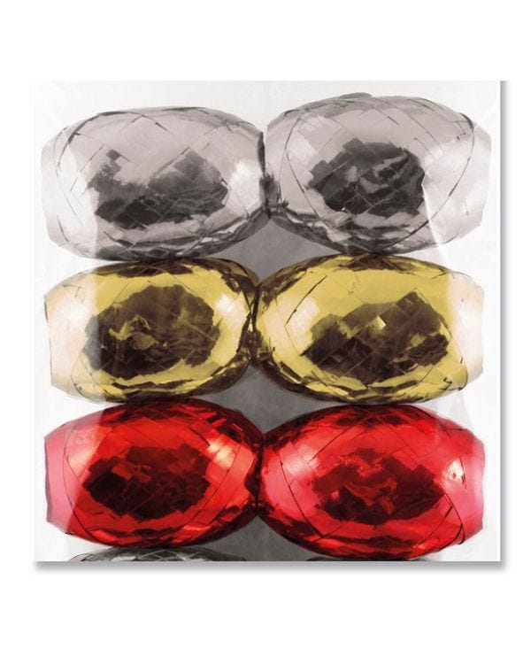 Assorted Holographic Metallic Ribbon Cops (6pk)