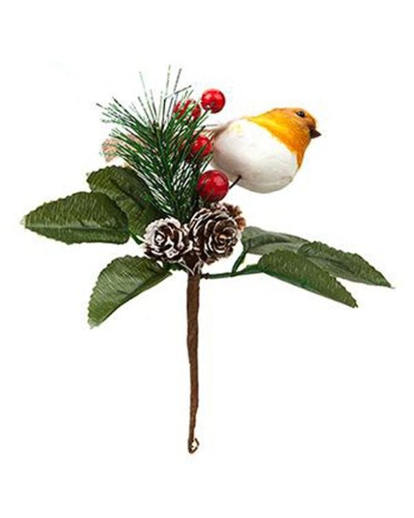 Luxury Robin Christmas Pick - 25cm