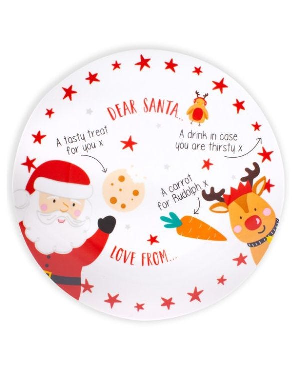 Santa &amp; Friends Christmas Eve Ceramic Plate - 27cm