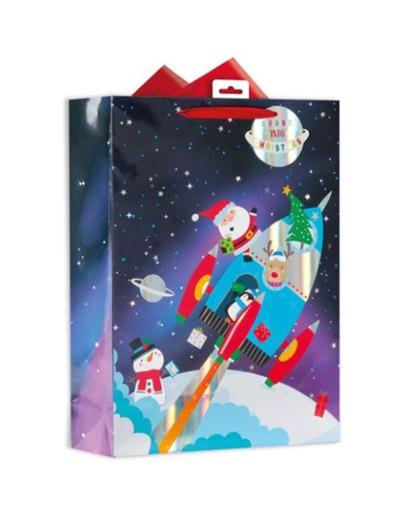 Spaceship Santa Gift Bag - Extra Large