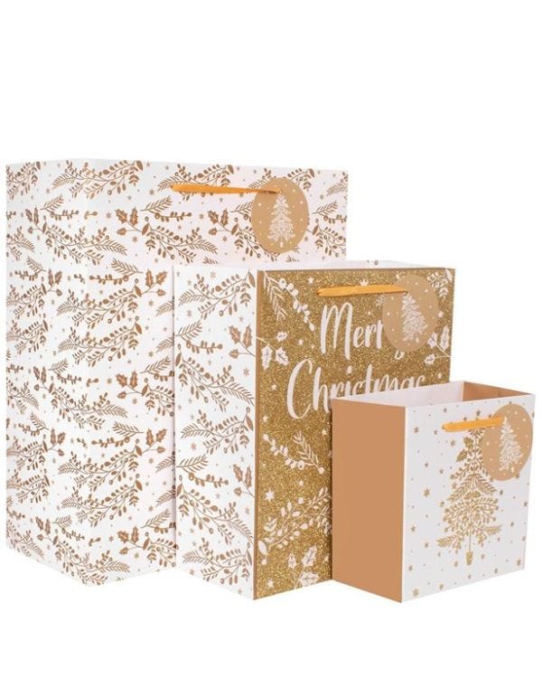 Gold Glitter Gift Bag Set (3pk)