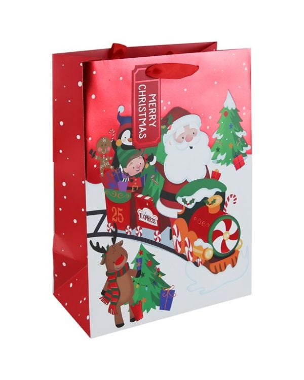 Santa Train Extra Large Gift Bag - 45.5cm x 33cm