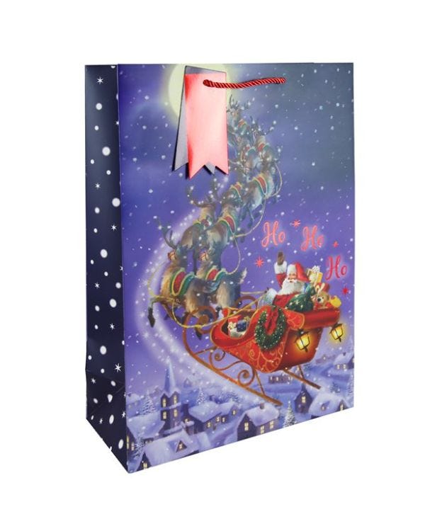 Sleigh Ride Santa Extra Large Gift Bag  - 45.5cm x 33cm