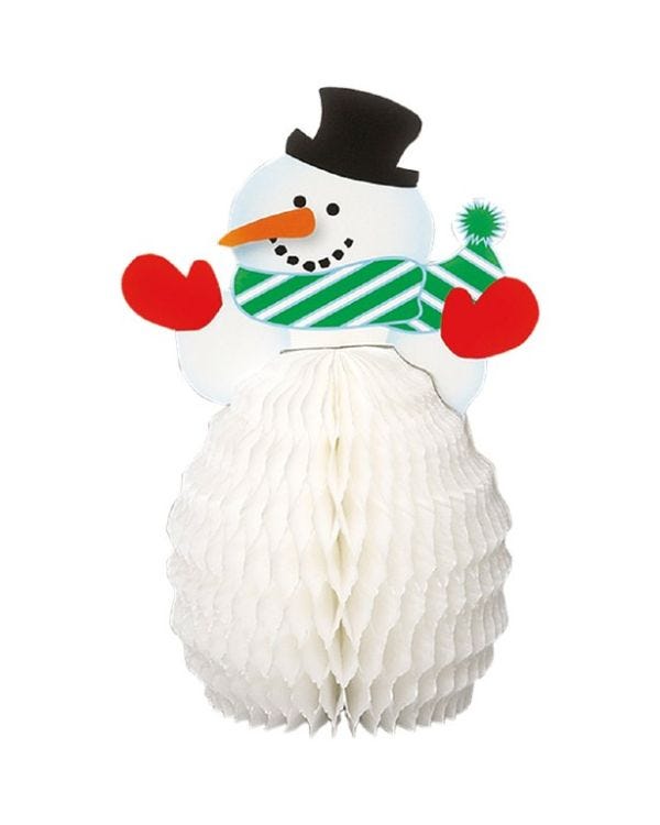 Snowman Mini Honeycomb Decorations - 15cm (4pk)