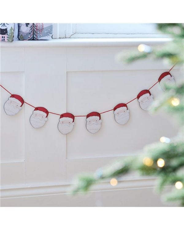 Wooden Santa Bunting - 2m