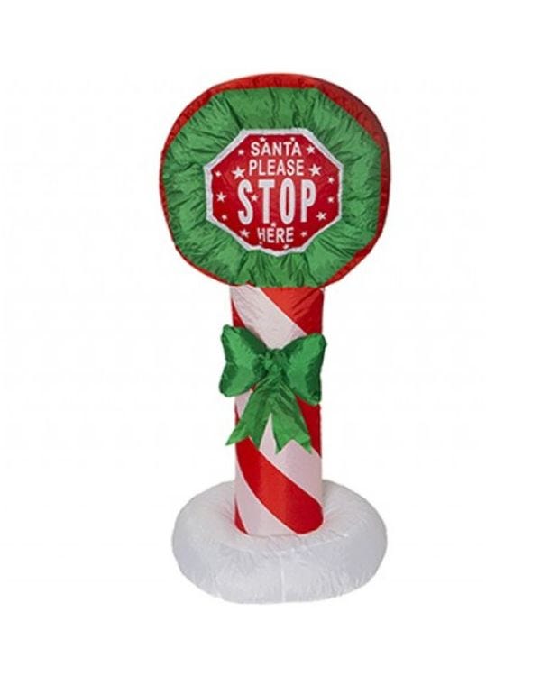 Inflatable Light Up Santa Stop Here Sign - 1.2m