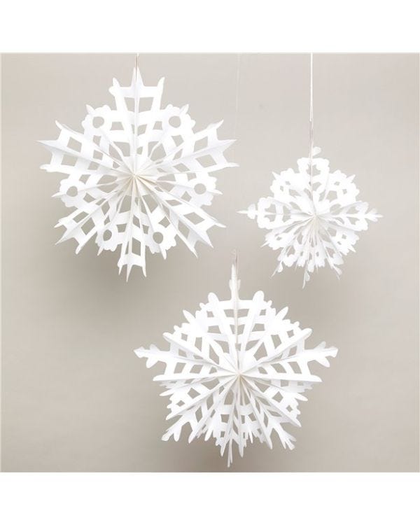 Paper Snowflake Hanging Fans - 30-40cm (3pk)