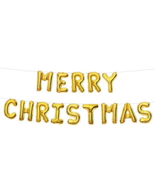 Gold Merry Christmas Balloon Bunting