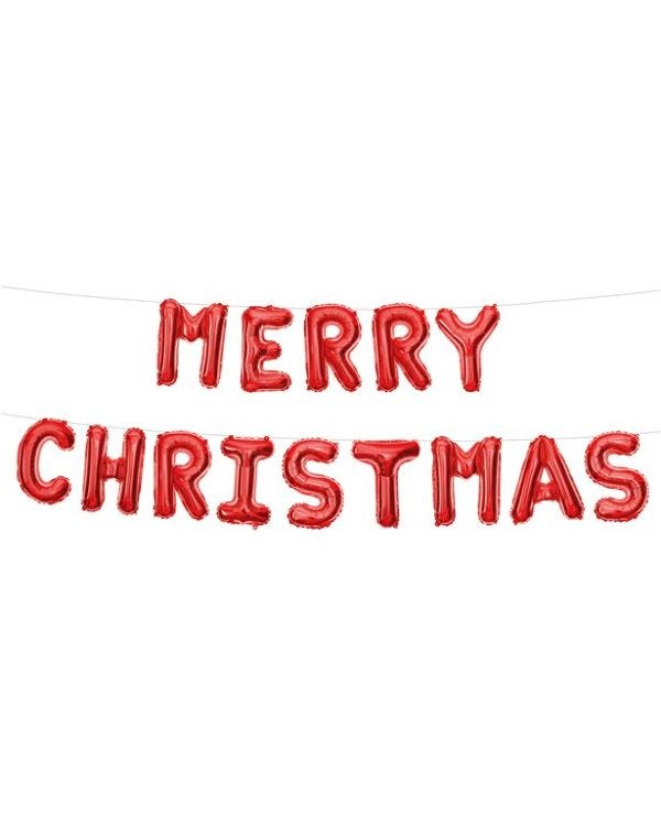 Red Merry Christmas Balloon Bunting