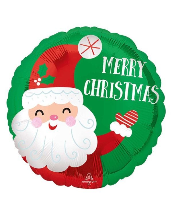 Smiley Santa Balloon - 18&quot; Foil