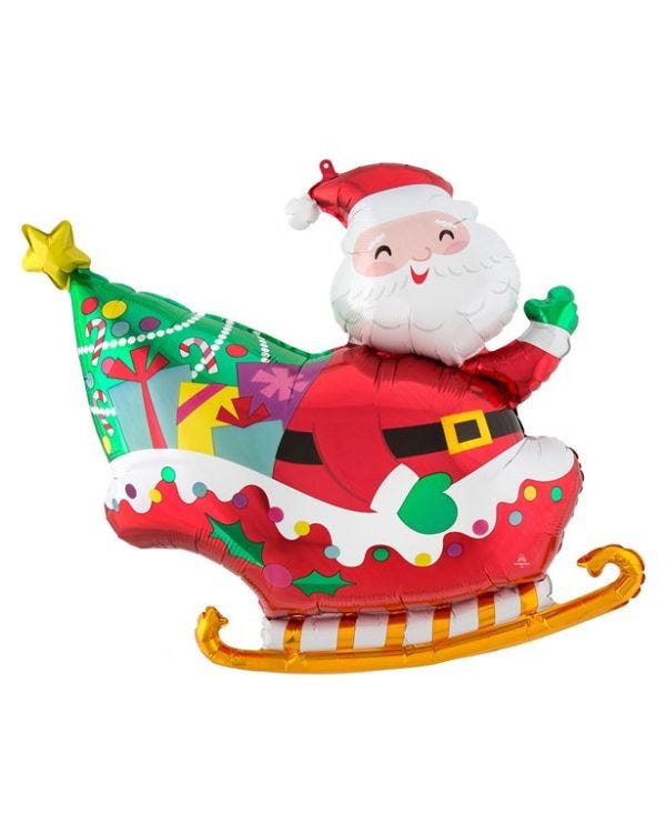 Santa&#039;s Sleigh SuperShape Balloon - 30&quot; Foil