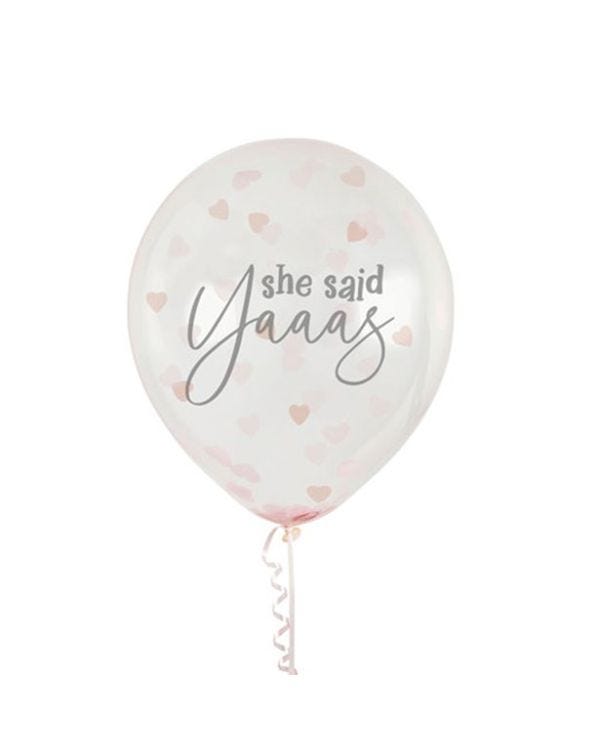 She Said Yaaas Rose Gold Heart Confetti Latex Balloons - 12&quot; (5pk)
