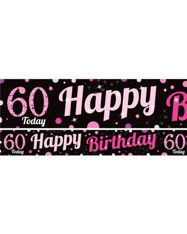 60th Birthday Pink Celebration Paper Banners -1m (3pk)