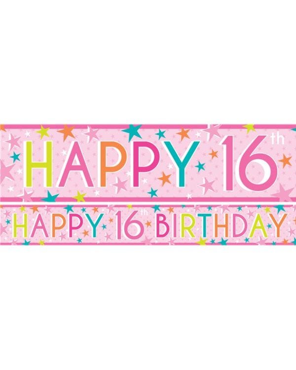 Girls 16th Birthday Paper Banners - 1m