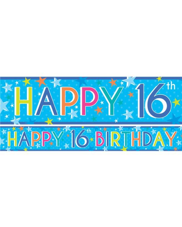 Boys 16th Birthday Paper Banners - 1m