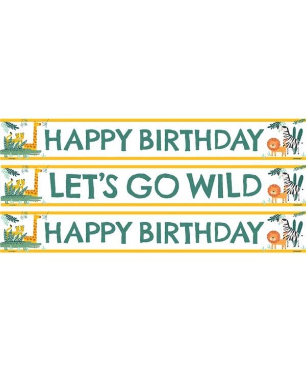 Get Wild Safari Paper Birthday Banners - 1m (3pk)