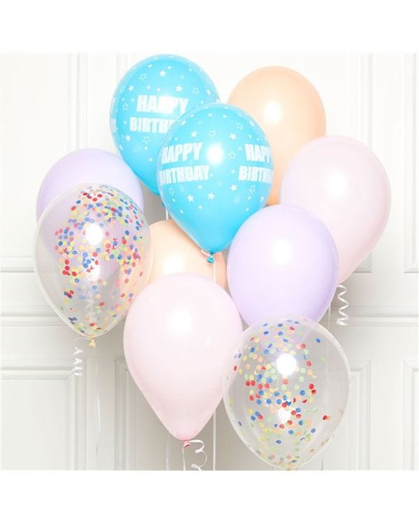 Pastel Happy Birthday Latex Balloons- 11&quot; (10pk)