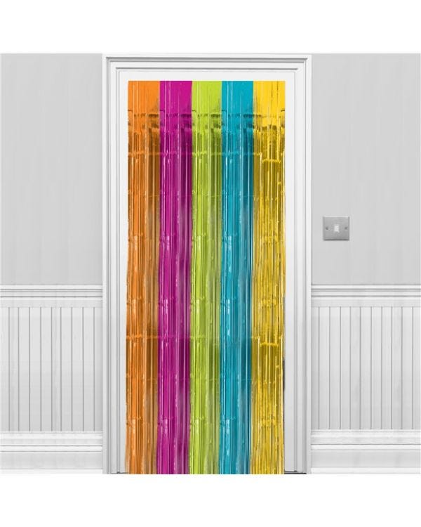 Multi Coloured Bright Foil Curtain - 2.4m