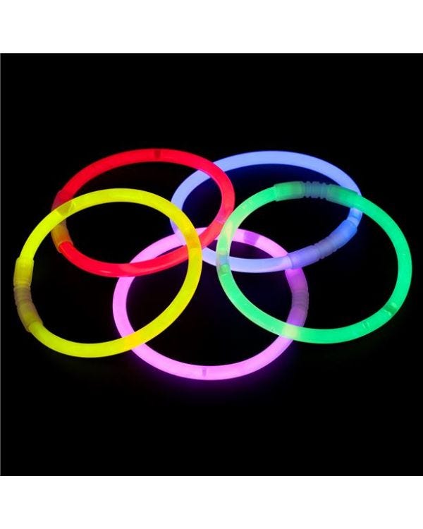 Assorted Colours Glowing Bracelets - 20cm (10pk)