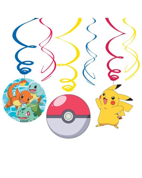 Pokémon Hanging Swirl Decorations (6pk)