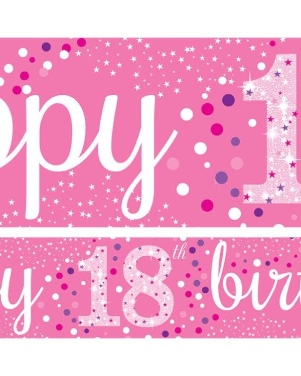 18th Birthday Pink Sparkling Celebration Paper Banners -1m (3pk)