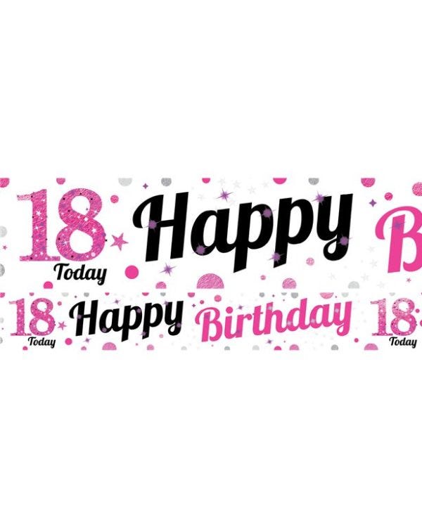 18th Birthday Pink Celebration Paper Banners -1m (3pk)