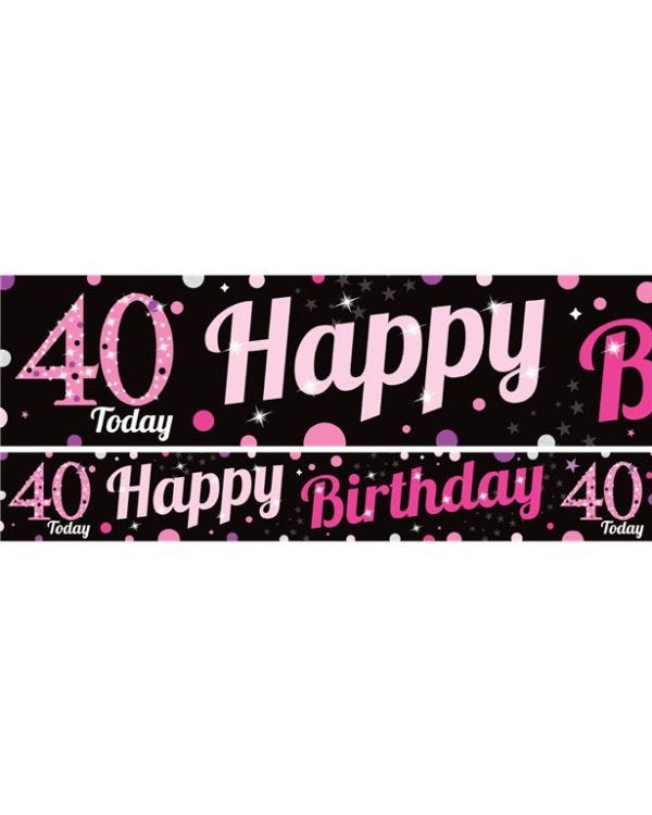 40th Birthday Pink Celebration Paper Banners -1m (3pk)
