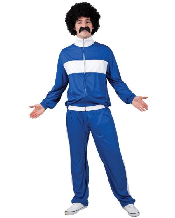 80s Blue Retro Trackie - Adult Costume