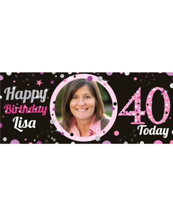 40th Birthday Pink Celebration Banner