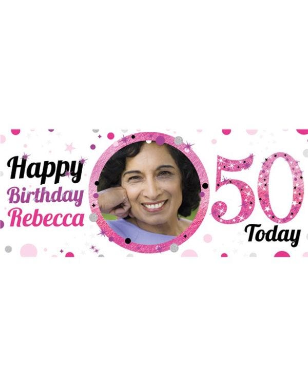 50th Birthday Pink Celebration Banner