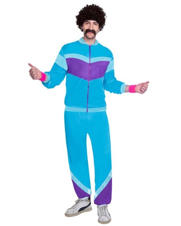 80s Blue Shell Suit Man - Adult Costume