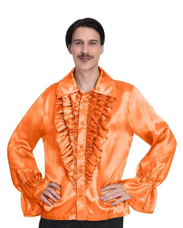 Orange Satin Shirt - Adult Costume
