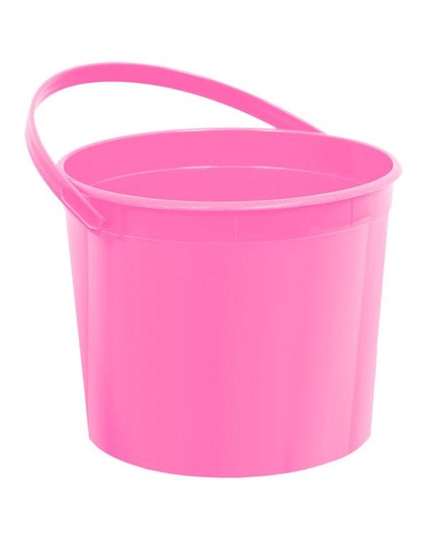 Hot Pink Plastic Favour Bucket - 11.4cm x 15cm