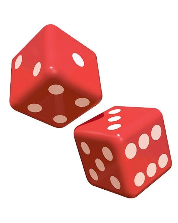 Casino Inflatable Dice - 30cm (2pk)