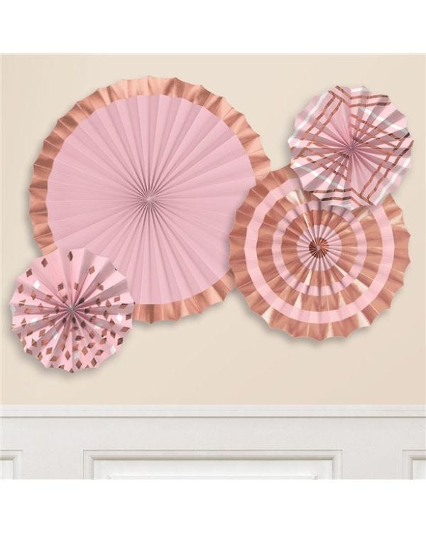 Rose Gold Blush Paper Fans (4pk)