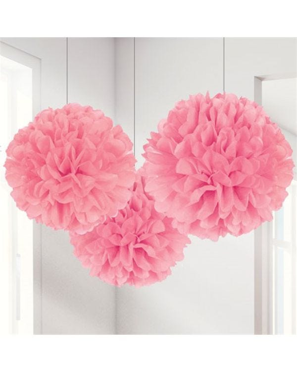New Pink Pom Pom Decorations - 40cm (3pk)
