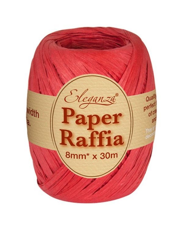Red Paper Raffia - 30m