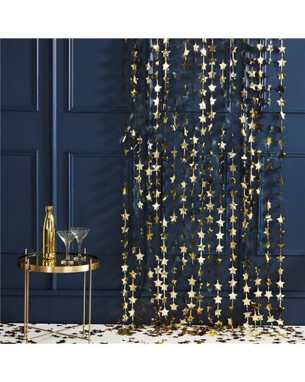 Gold Glitter Star Foil Backdrop Curtain - 2m