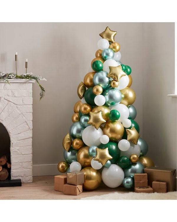 Green, Gold &amp; White Balloon Tree Kit