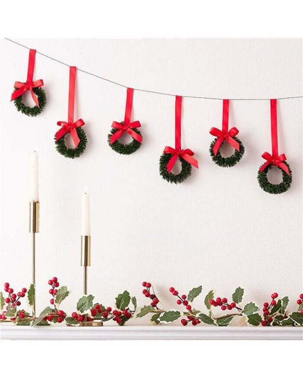 Hanging Wreaths with Velvet Ribbon