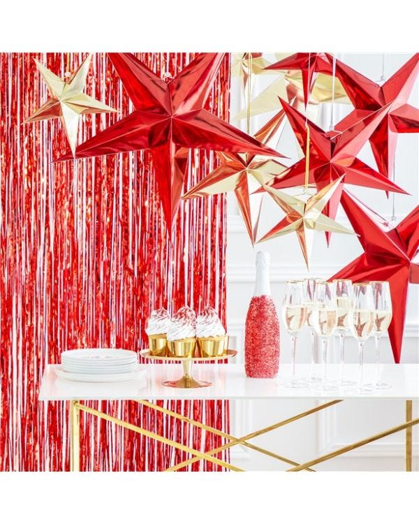 Red Paper Star Hanging Decoration - 30cm