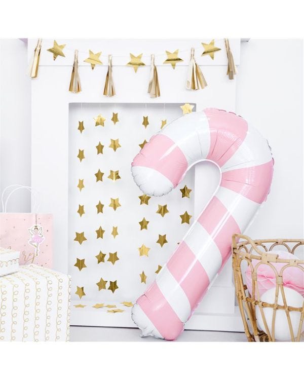 Pink Candy Cane Balloon - 30&quot; Foil