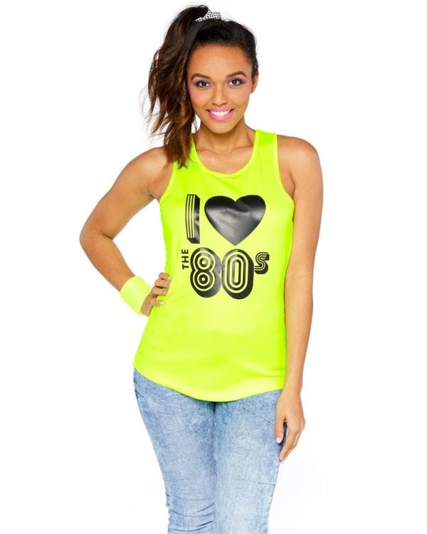 I Love the 80s Yellow Vest Top - Adult Costume