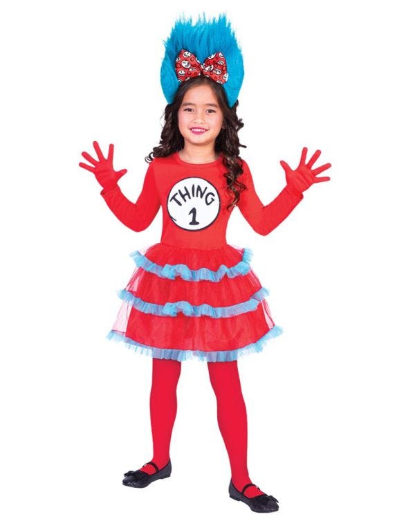 Dr Seuss Thing One Two Dress - Child Costume