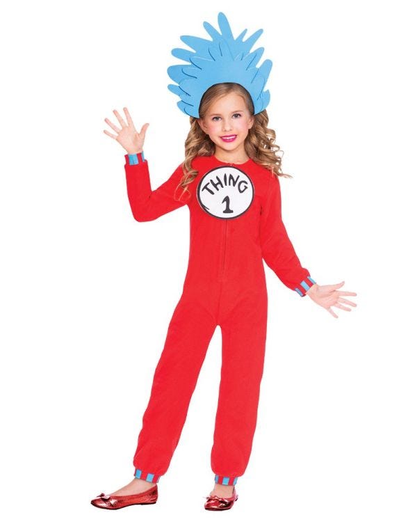 Dr Seuss Thing One Two Jumpsuit - Child Costume