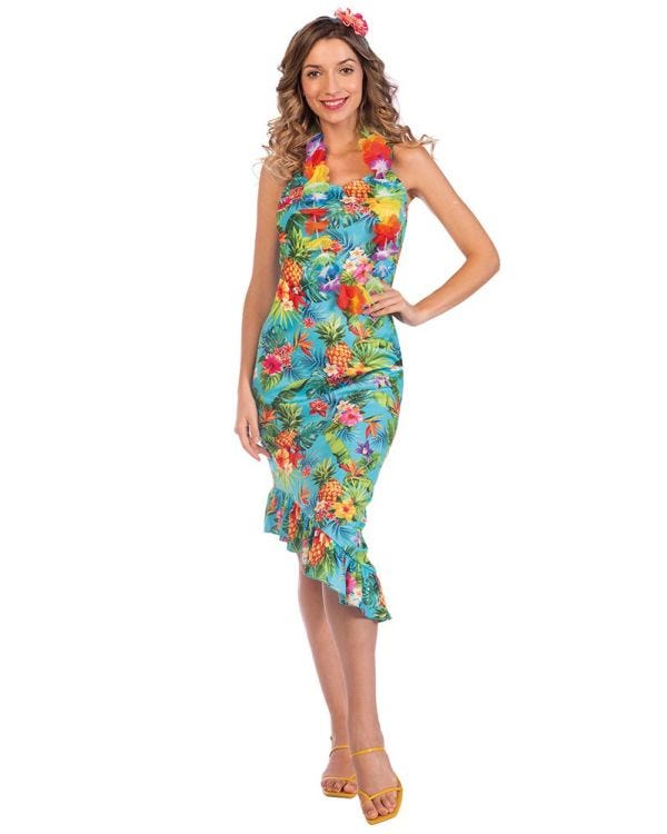 Blue Hawaiian Dress - Adult Costume
