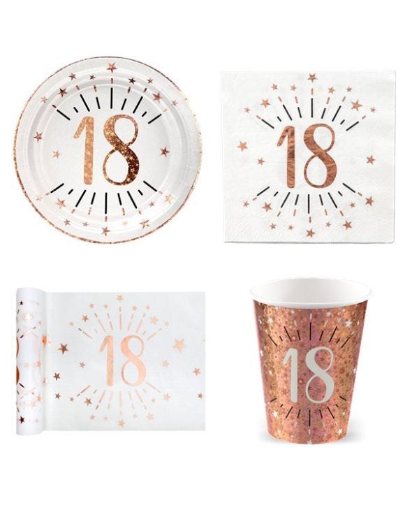 Sparkling Rose Gold 18th Birthday Party Pack - Value