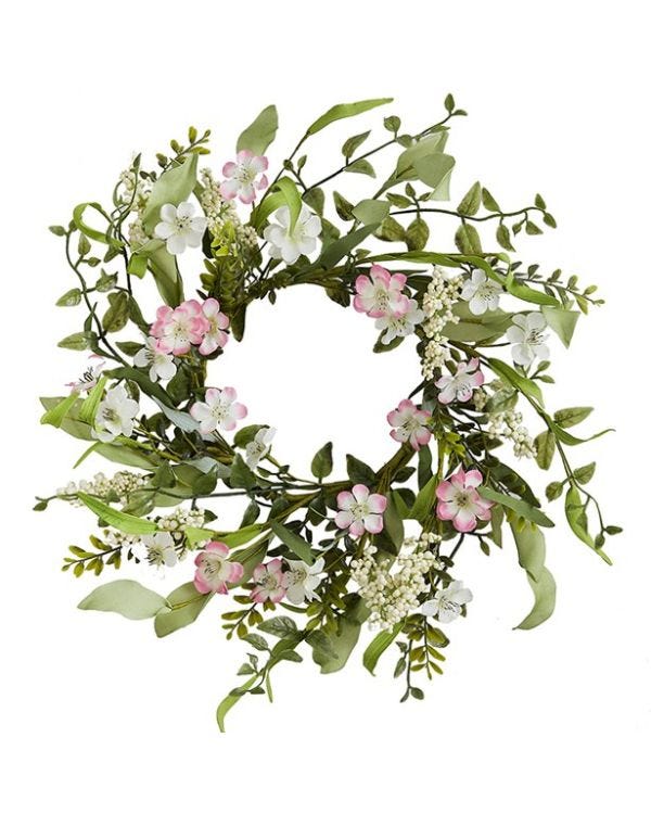 Pink Spring Foliage Wreath - 45cm